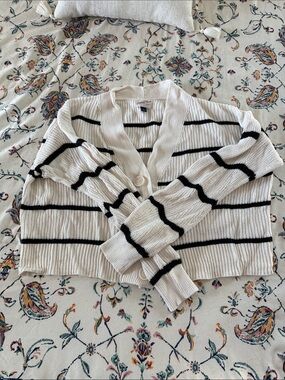 Universal Thread Ivory Cardigan with Black Stripes